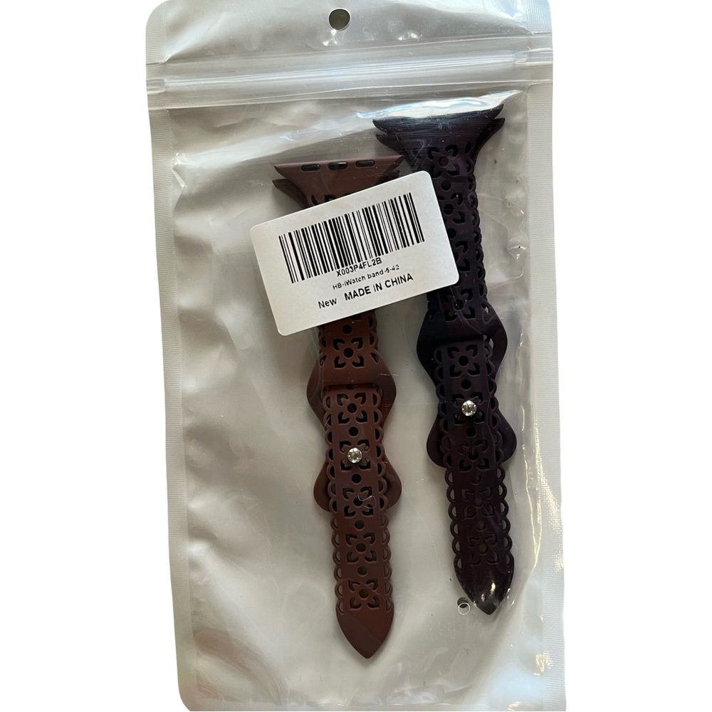 Elegant Set of 2 Lacy Mauve and Purple Silicone Apple Watch Straps
